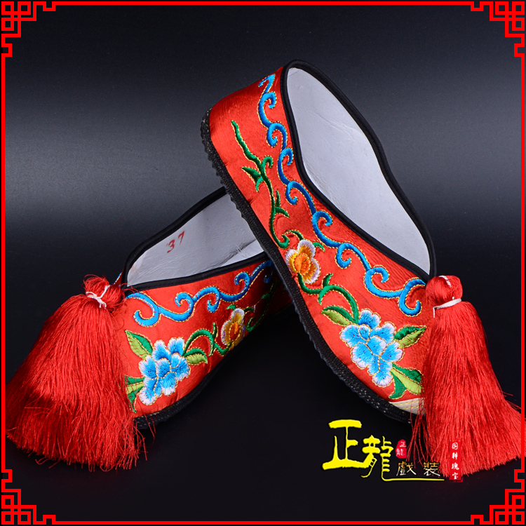 新沂京剧越剧戏曲彩鞋花旦绣花 普平底彩鞋