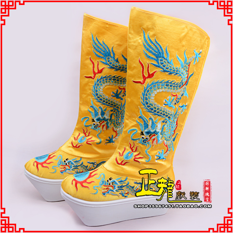 新沂皇帝龙靴变脸靴绣龙靴子厚底官靴 好龙高靴