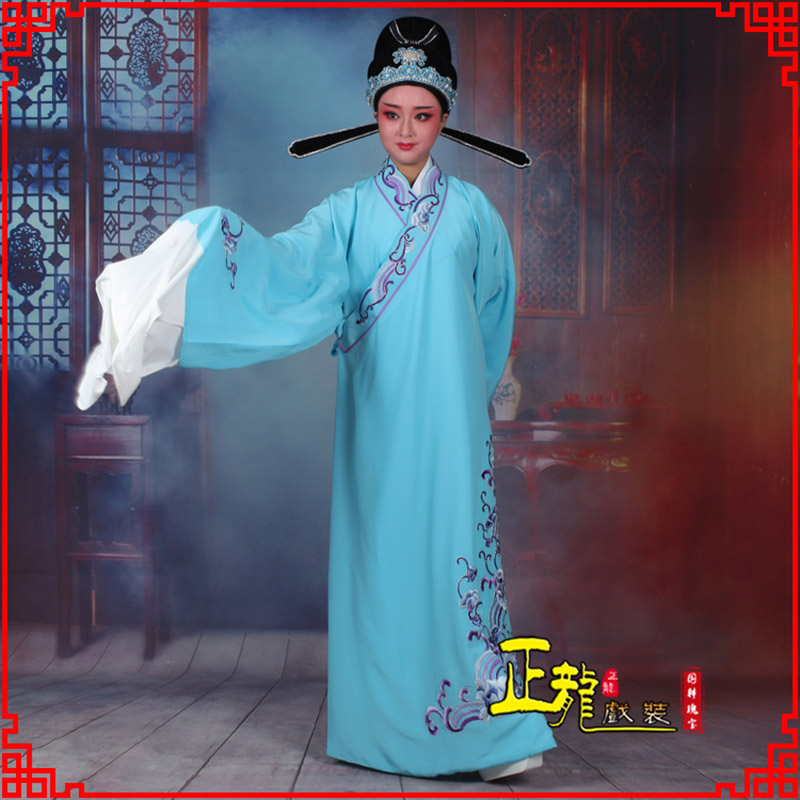 新沂梁祝才子唐伯虎黄梅戏古装褶子草波纹小生衣